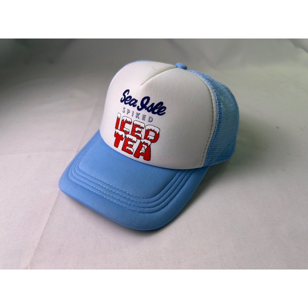 Sea Isle Spiked Iced Tea Trucker Hat‎ Blue White Mesh Snapback Cap Mens Summer